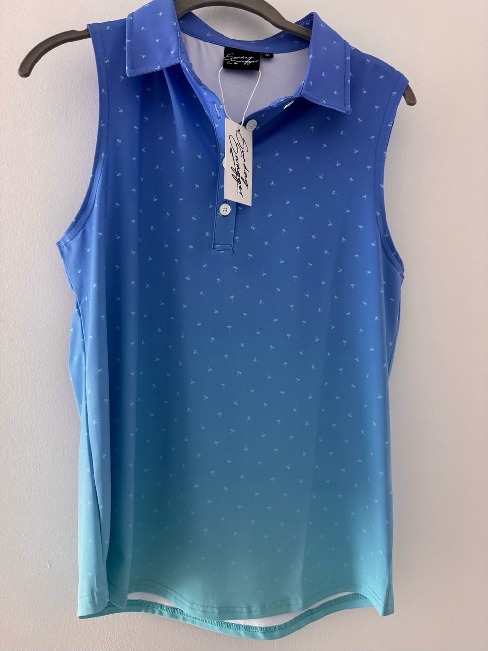 Sunday Swagger Sleeveless Polo - Blue Ombre - medium - NWT
